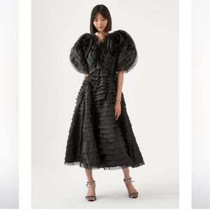 Aje Black Layered Midi Dress